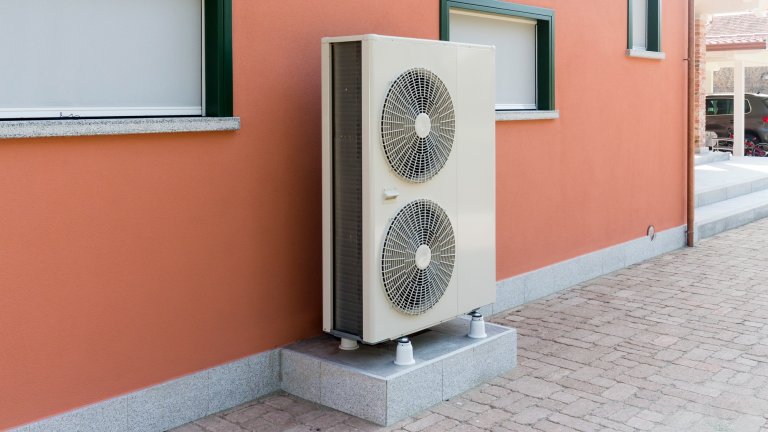 Heat pump outside building