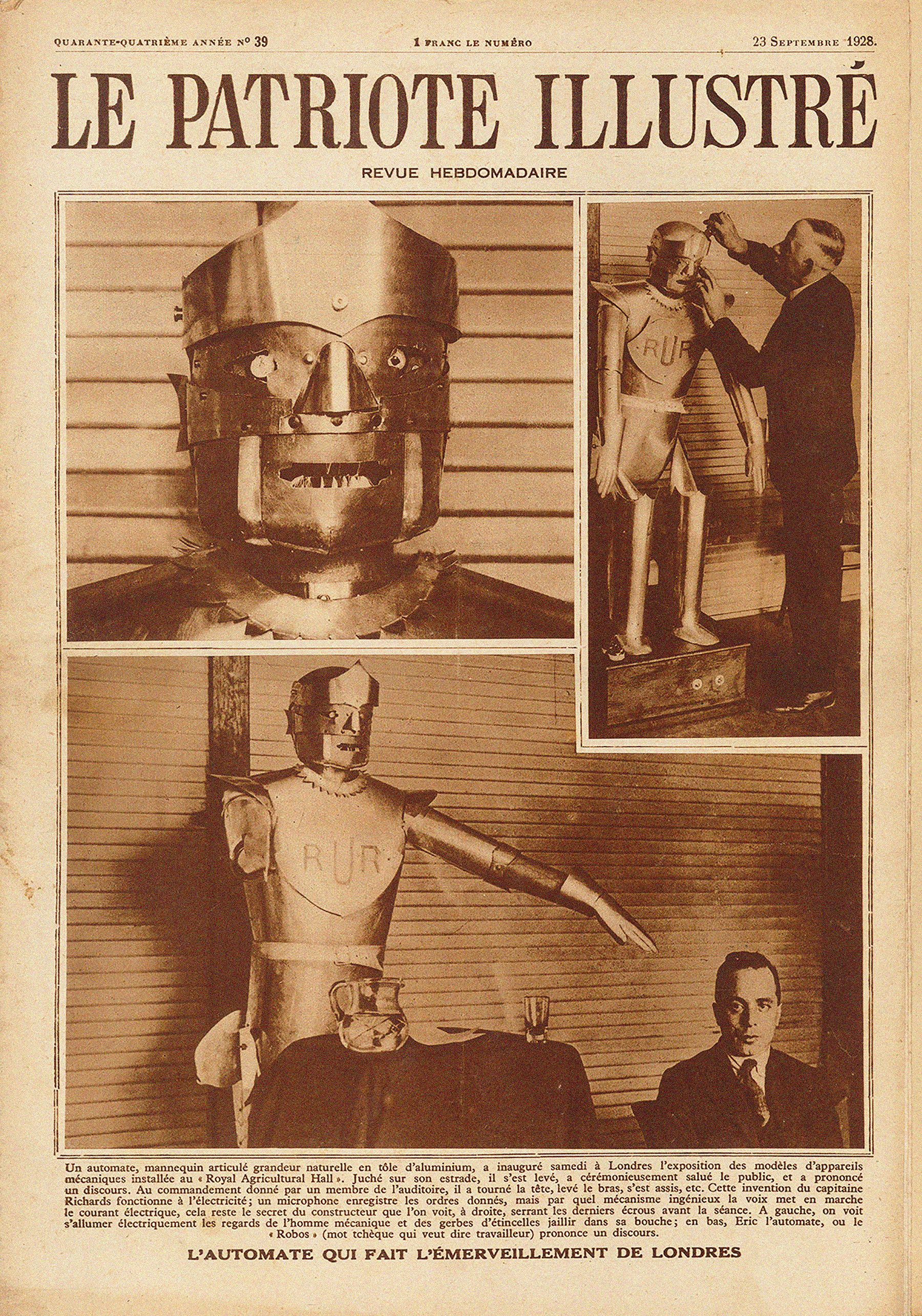 Eric, the first British robot at the Exhibition of the Society of Model Engineers in London, 1928, 1928. Private Collection. Artist Anonymous. (Photo by by Fine Art Images/Heritage Images via Getty Images)