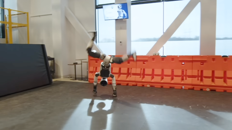 Atlas robot doing a somersault